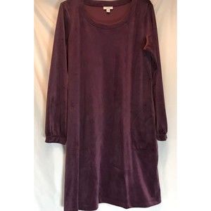 J Jill  Pure Jill Velour Rich Purple Pockets Dress size M